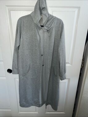 Cyrus Gray Hooded Long Sweatshirt Cardigan